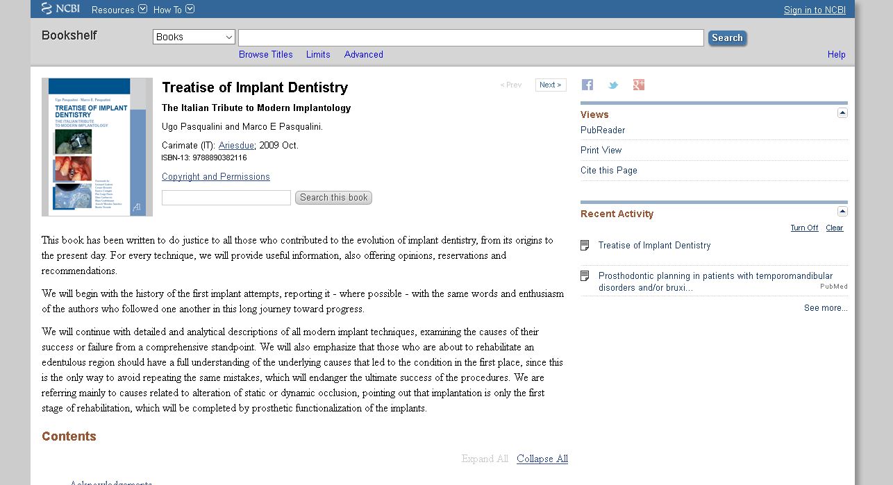 Il trattato dell'implantologia itaiana su PubMed